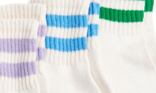 American Trench Assorted 3-pack Mono Stripe Cotton Blend Quarter Socks In White