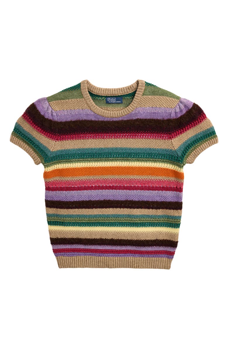 Polo Ralph Lauren Stripe Linen Blend Short Sleeve Sweater, Alternate, color, 