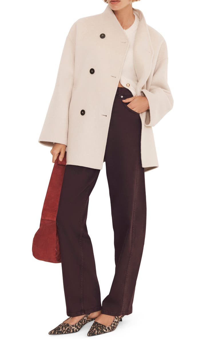 MINT VELVET Wool Blend Hand Finished Scarf Coat, Alternate, color, White