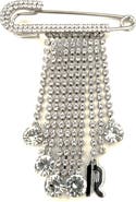 Rabanne Crystal Embellished Safety Pin Bag Charm