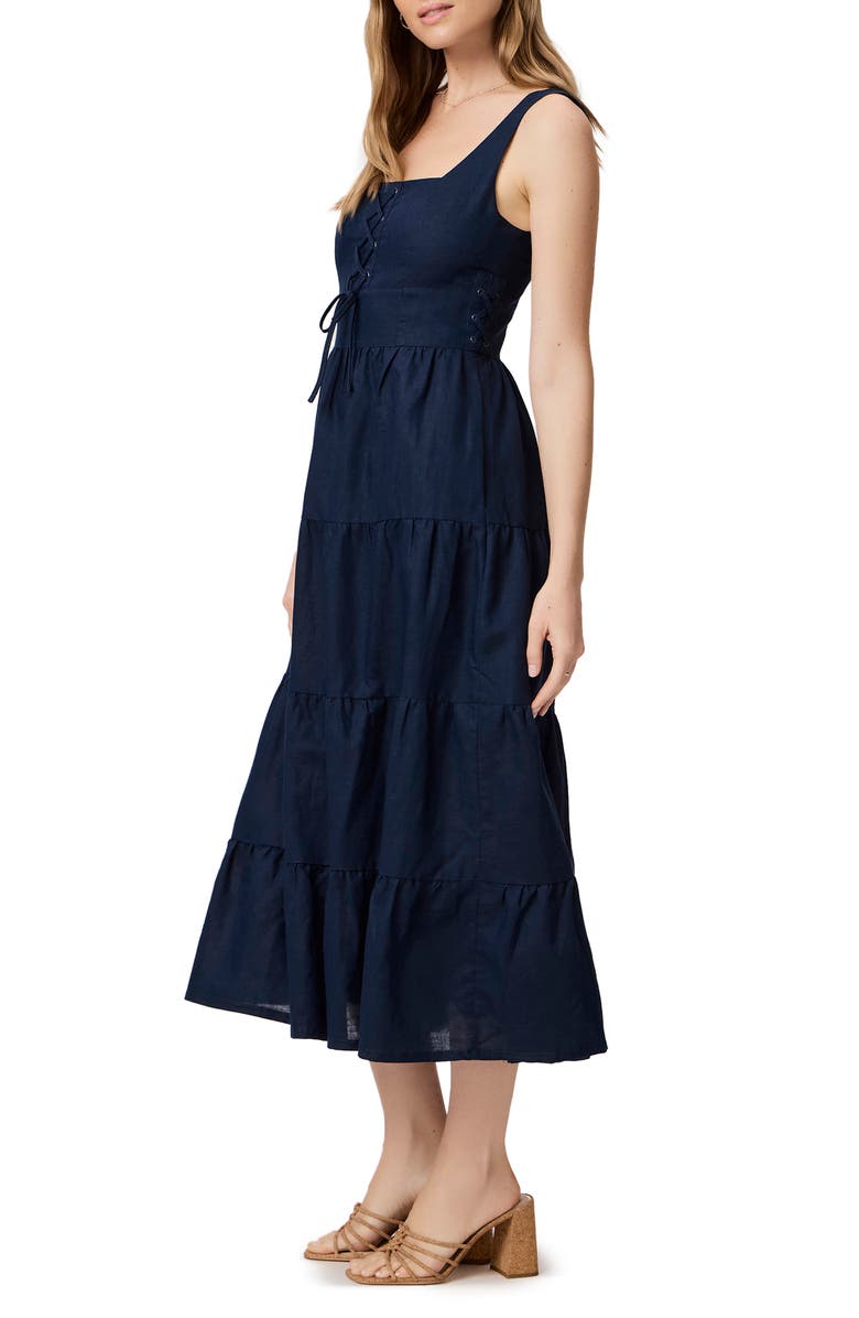 PAIGE Ophella Sleeveless Linen & Cotton Sundress, Alternate, color, Navy