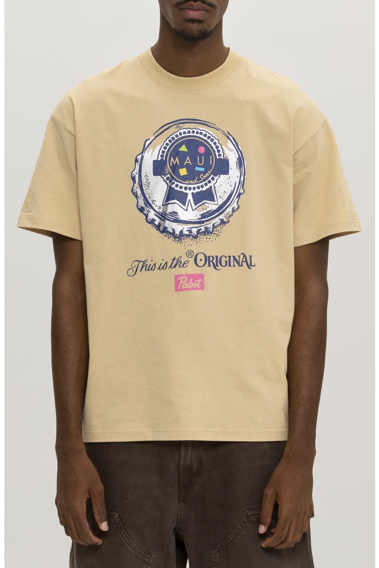 x Pabst Blue Ribbon Graphic T-Shirt, Main, color, TAN