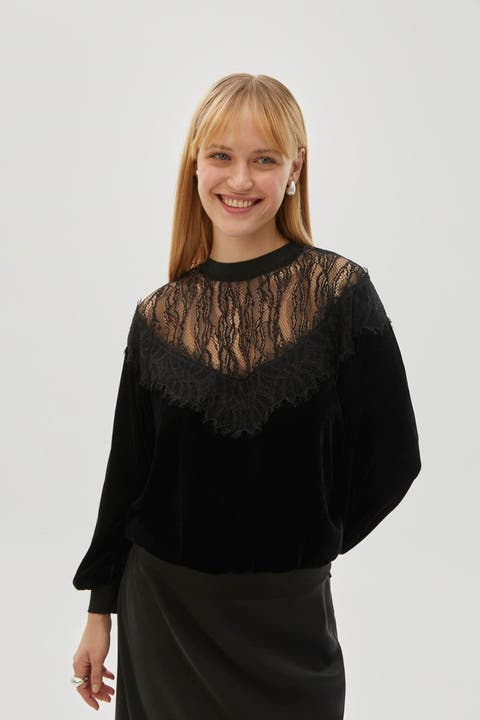 Blake Velvet And Tulle Blouse