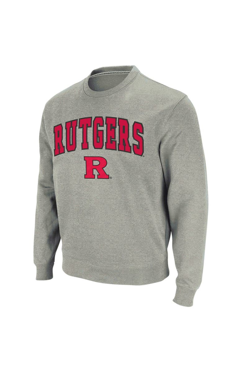 COLOSSEUM Men's Colosseum Heather Gray Rutgers Scarlet Knights Arch & Logo Crew Neck Sweatshirt, Alternate, color, Heather Gray