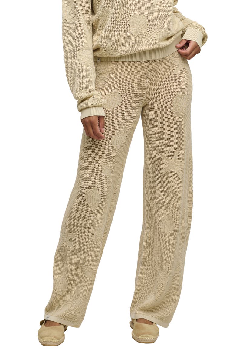 Shell Jacquard Sheer Cotton Pajama Pants, Main, color, STONE