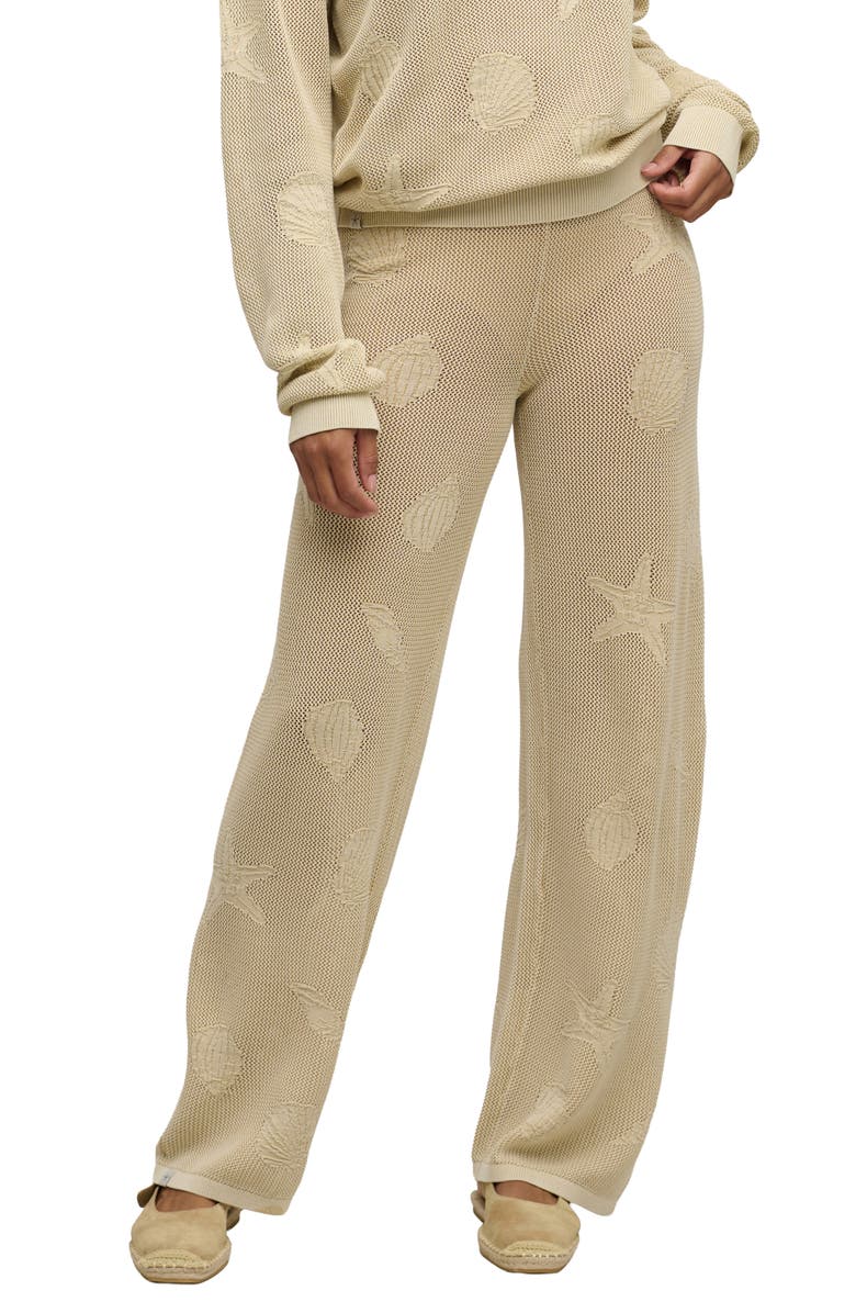 Barefoot Dreams<sup>®</sup> Shell Jacquard Sheer Cotton Pajama Pants, Main, color, Stone