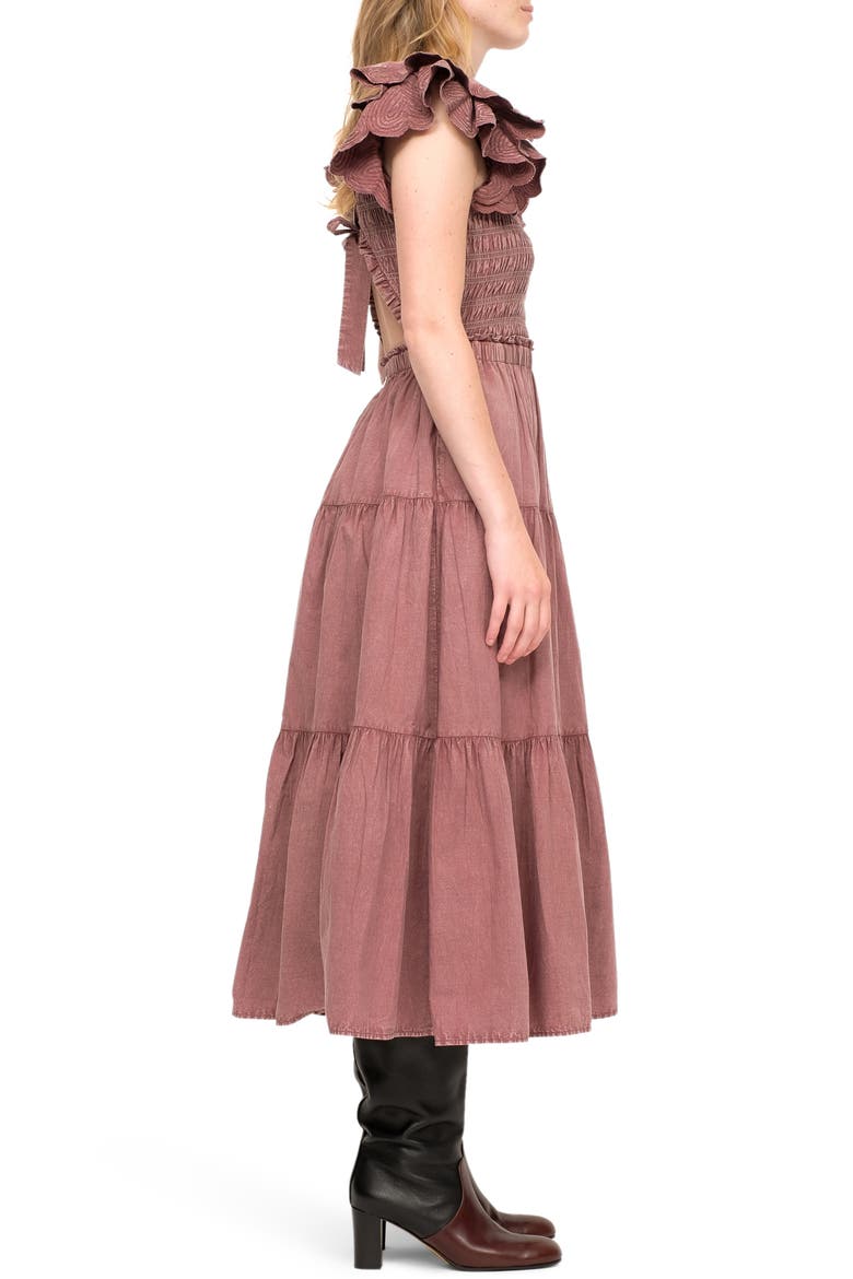 Heidi Flutter Sleeve Tiered Dress, Alternate, color, ROSE