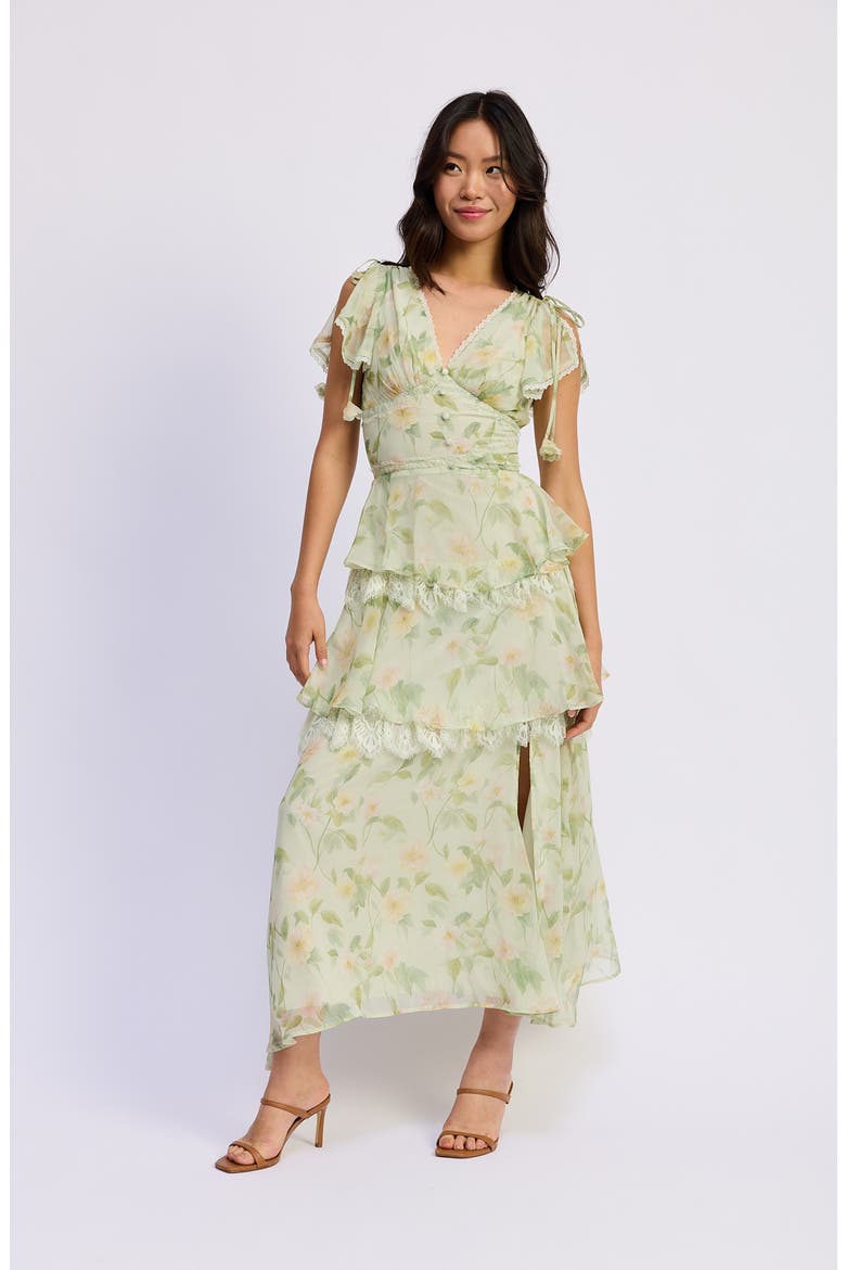 Paloma Floral Maxi Dress, Alternate, color, SAGE PINK YELLOW