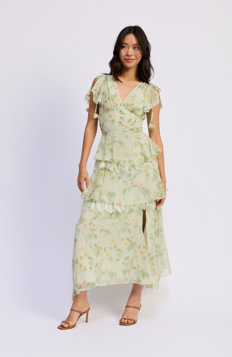 En Saison Paloma Floral Maxi Dress, Alternate, color, Sage Pink Yellow