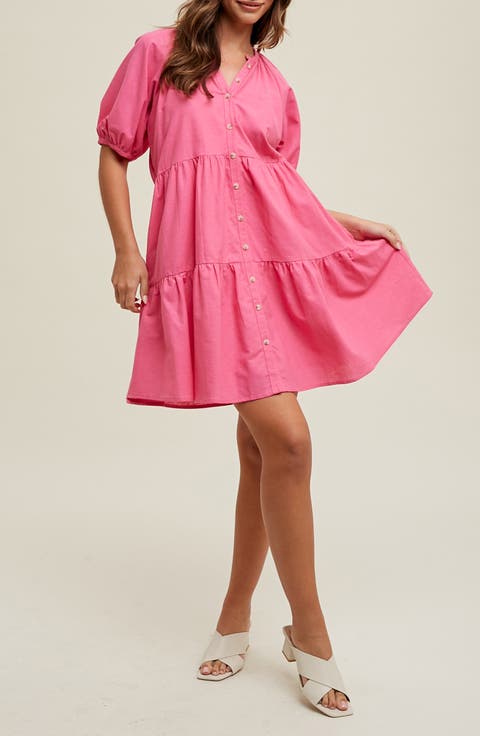 Button Front Tiered Dress