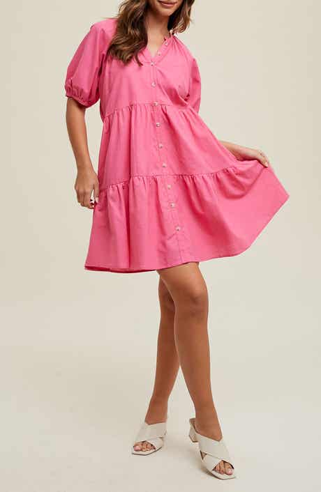 WISHLIST Button Front Tiered Dress