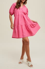 WISHLIST Button Front Tiered Dress