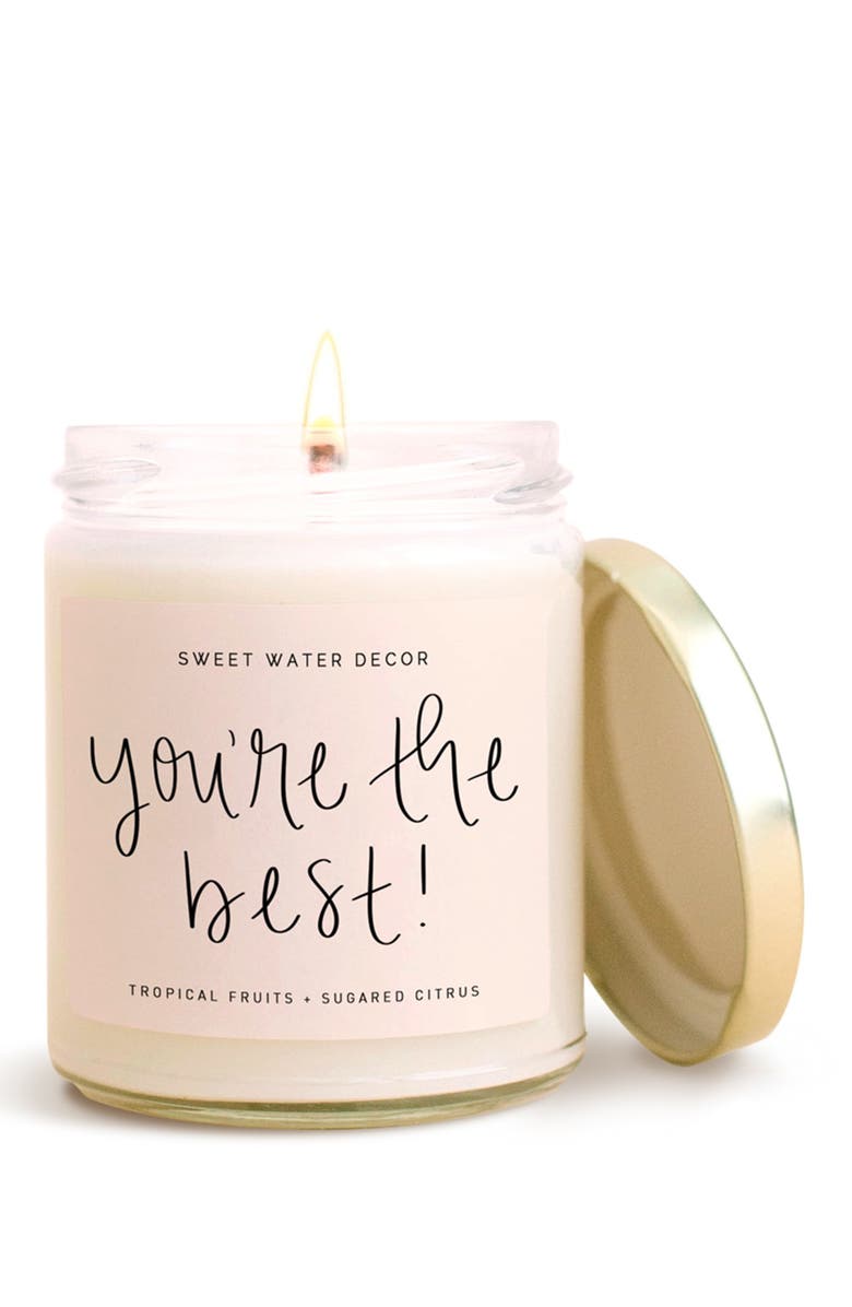 SWEET WATER DECOR You're The Best 9 oz. Soy Candle - Set of 2, Main, color, Pink Gold