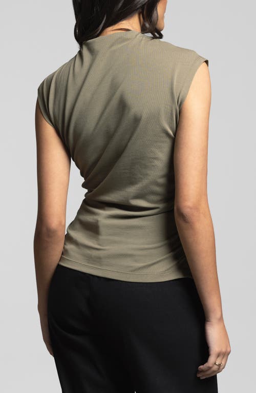Weekend Los Angeles Simone Stretch Pima Cotton Top In Smokey Olive