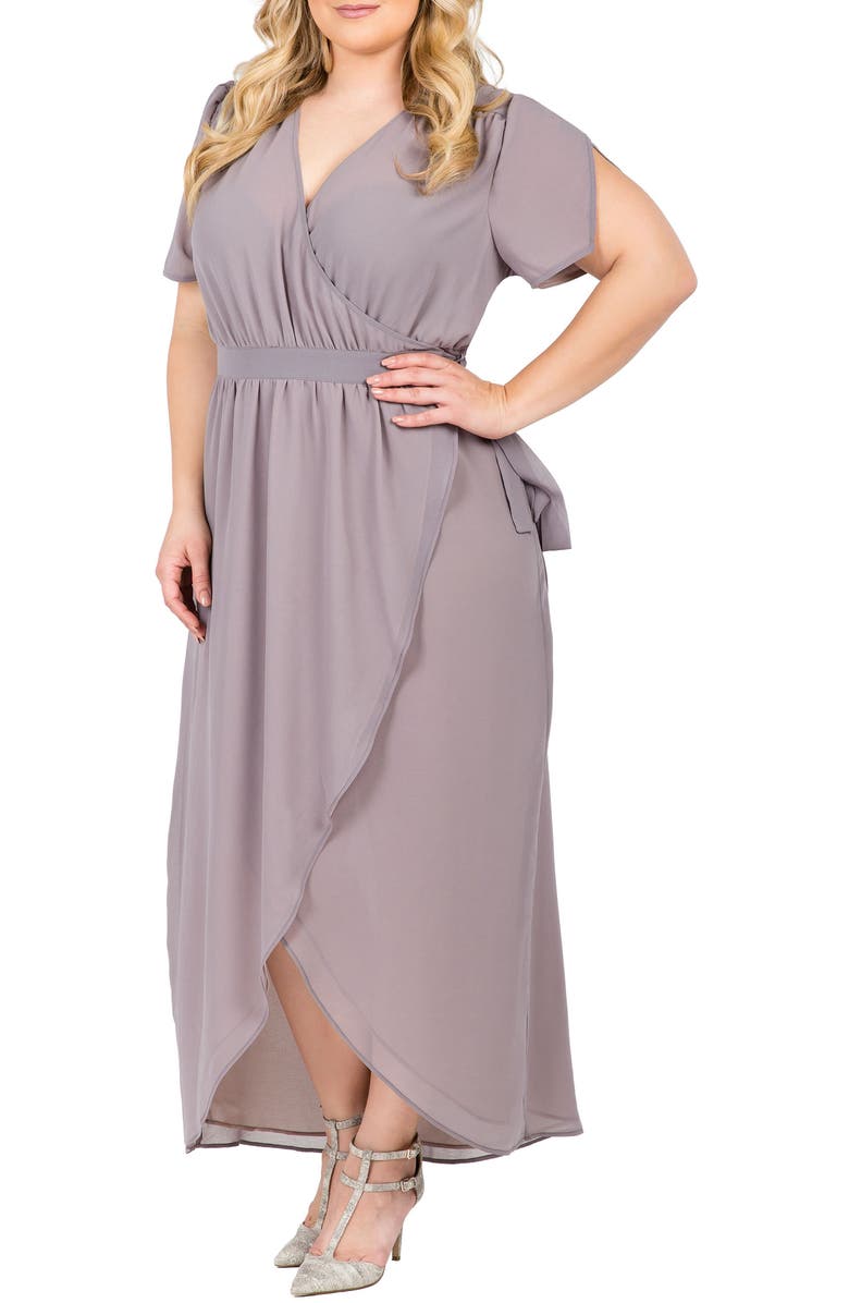 Standards & Practices Robin Wrap Maxi Dress, Main, color, Storm Grey