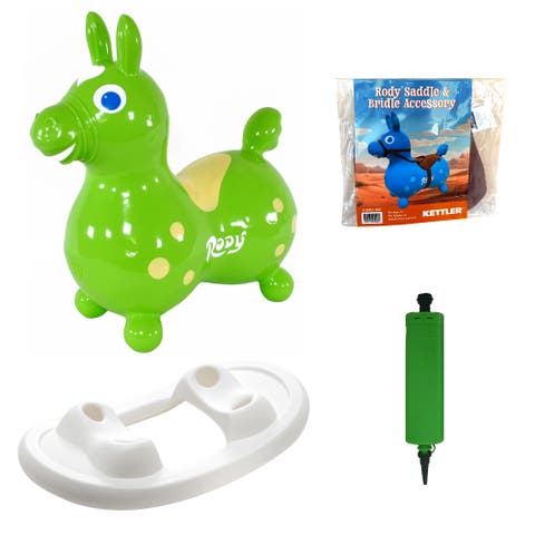 Rody Inflatable Bounce Horse with Rocking Base & Saddle-Bridle Accessory