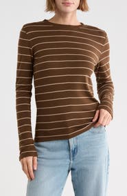 Vince Stripe Pima Cotton Long Sleeve T-Shirt