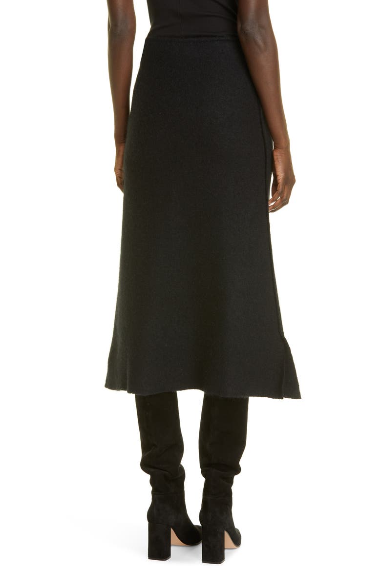 Felted Wool Blend Midi Skirt, Alternate, color, BLACK