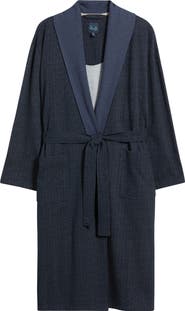 Majestic International Shawl Collar Cotton Blend Herringbone Robe