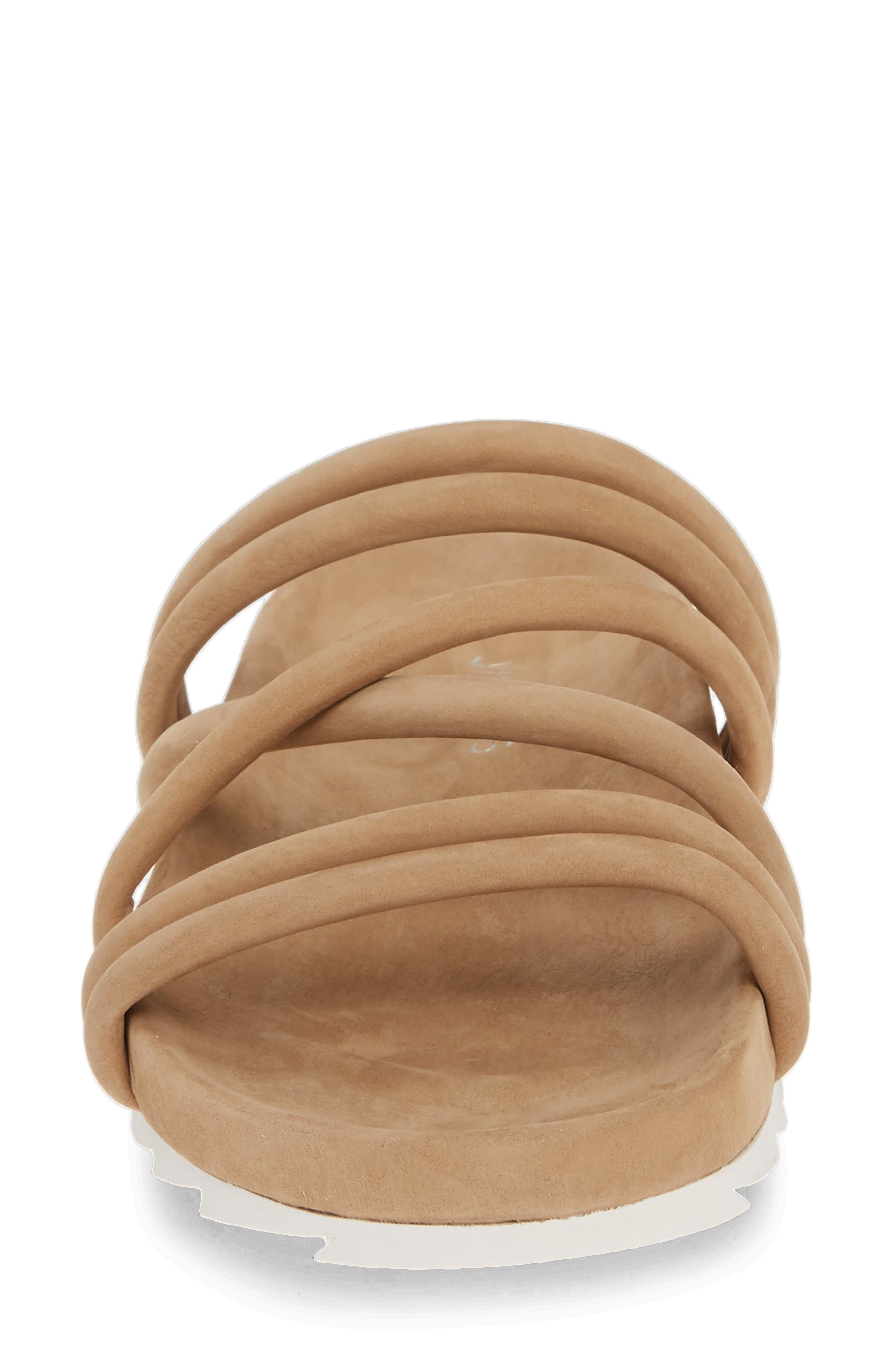 Tess Strappy Slide Sandal, Alternate, color, SAND NUBUCK LEATHER