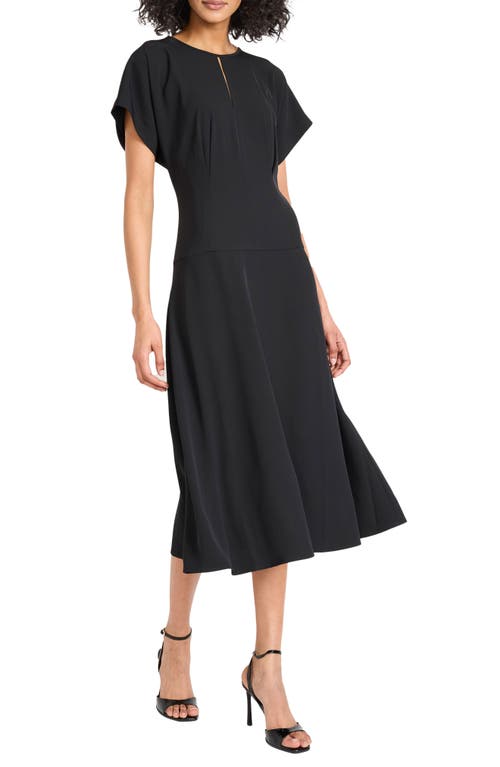 Luxely Fit & Flare Midi Dress In Black