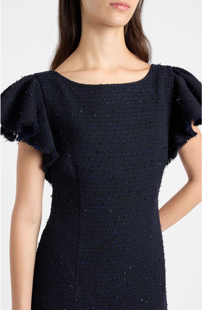 Santorelli Deste Sheath Dress in Luxury Tonal Tweed, Alternate, color, Midnight