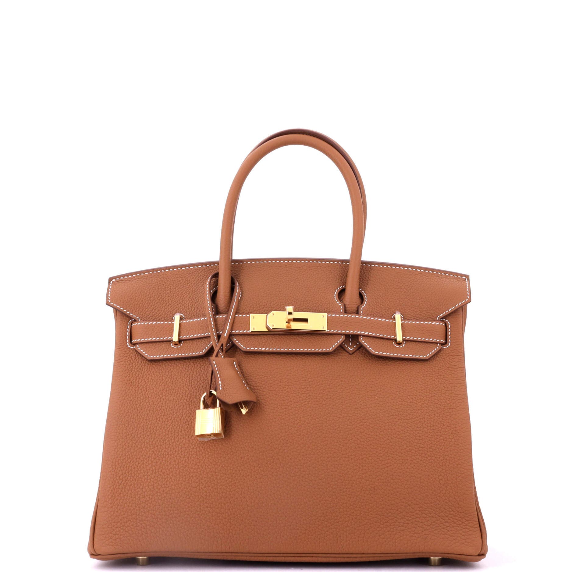 Pre-Owned Hermes Birkin Handbag Brown Togo with Gold Hardware 30, Main, color, Gold