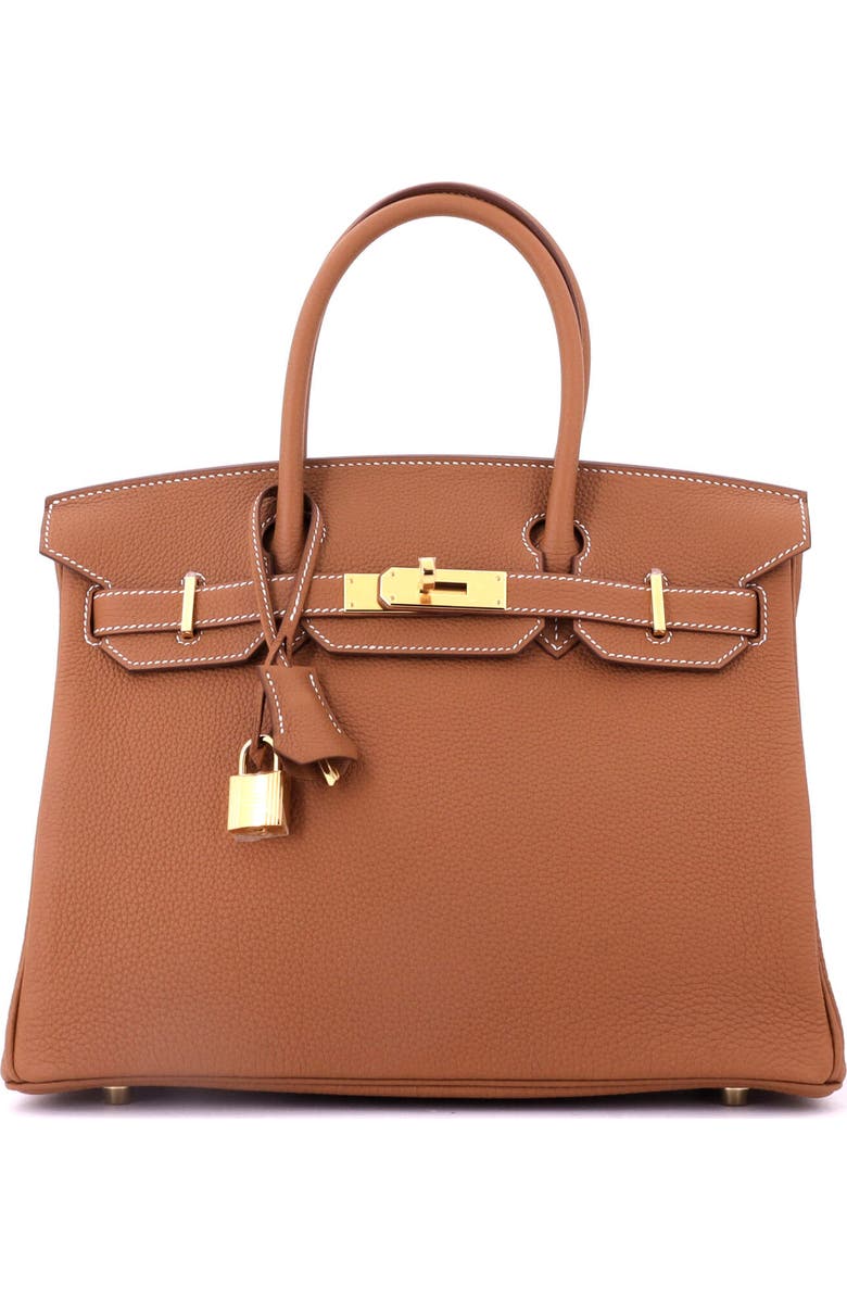 Pre-Owned Hermes Birkin Handbag Brown Togo with Gold Hardware 30, Main, color, Gold