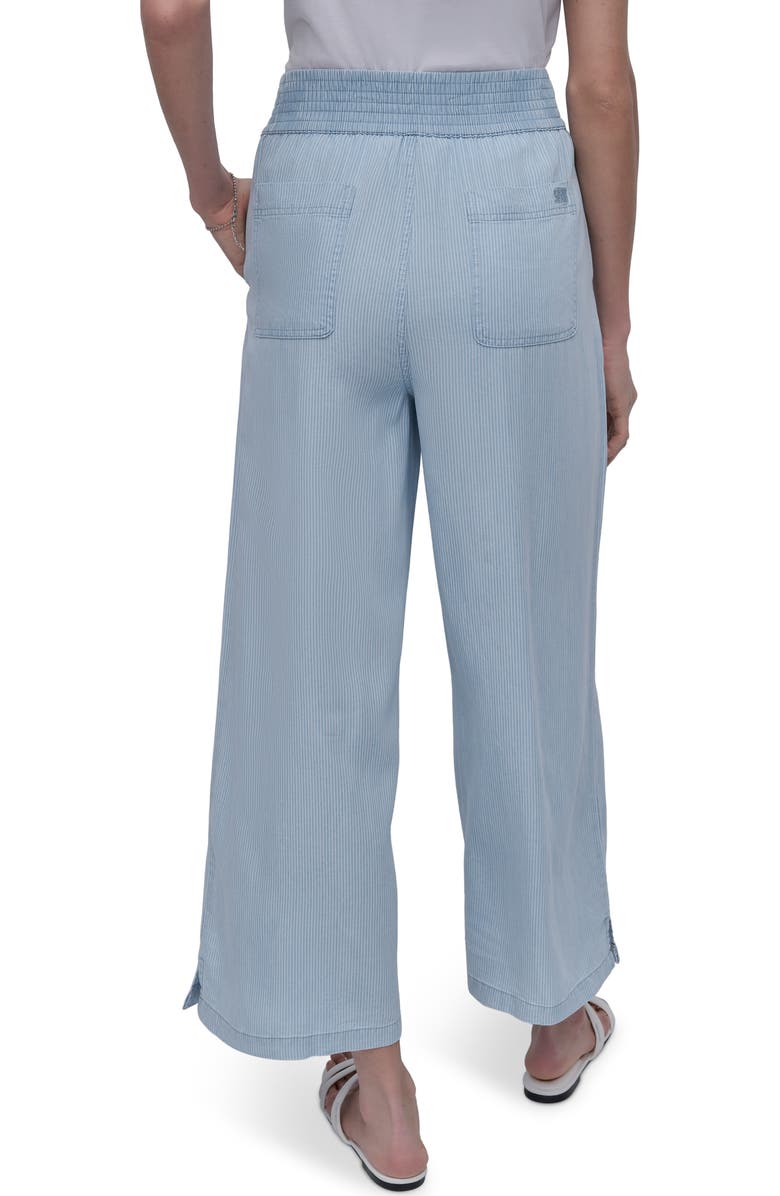 DKNY Jeans Wide Leg Ankle Crop Pants, Alternate, color, Chambray Stripe