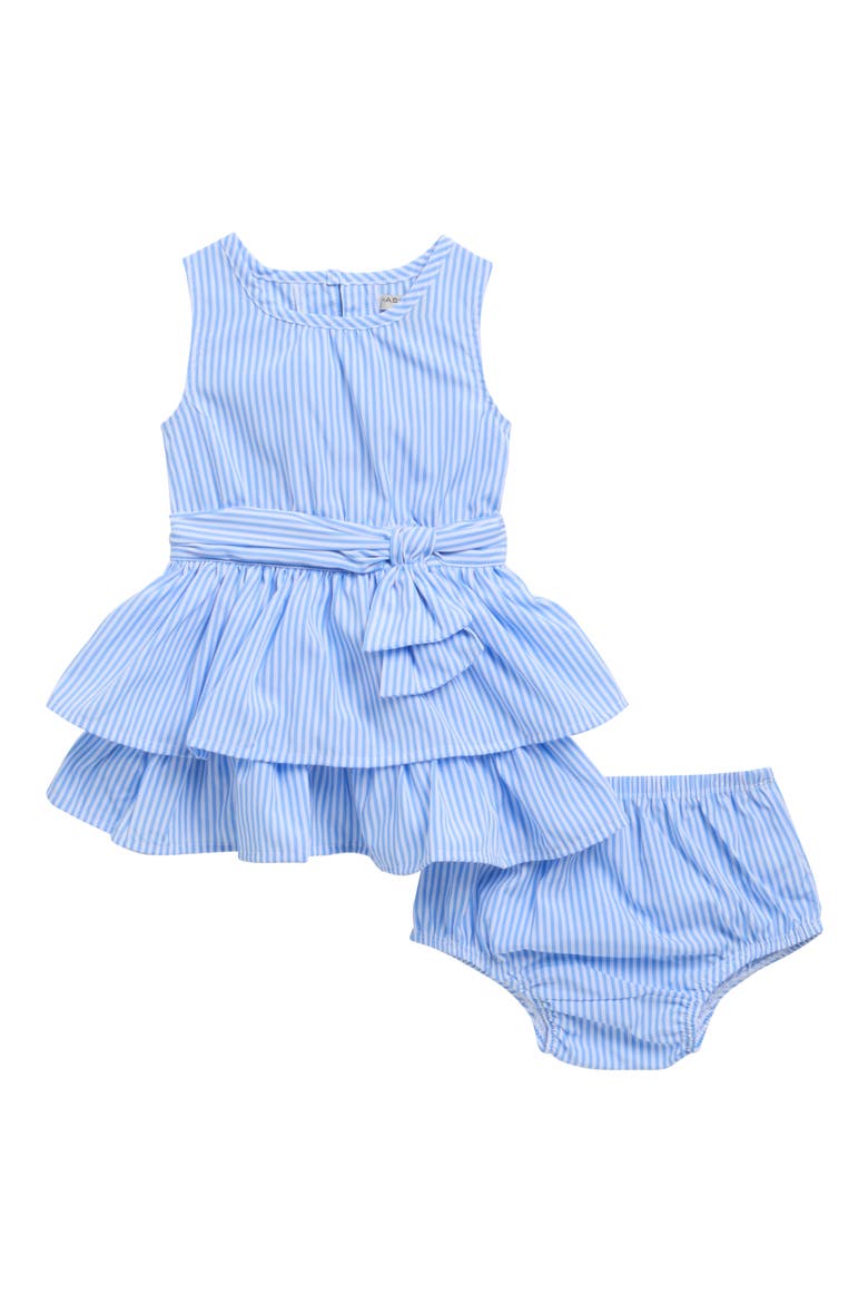 Stripe Tiered Dress with Bloomers, Main, color, BLUE