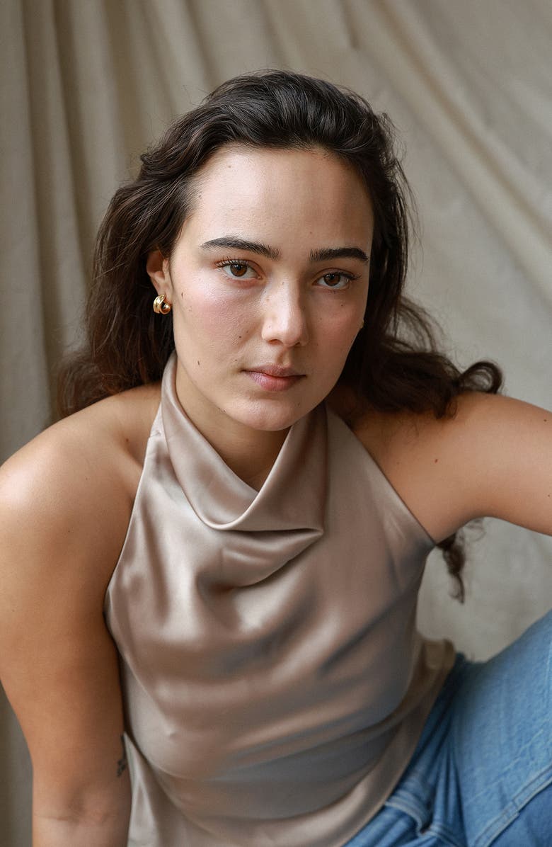 Odette New York Blanca Hoop Earrings, Alternate, color, Brass