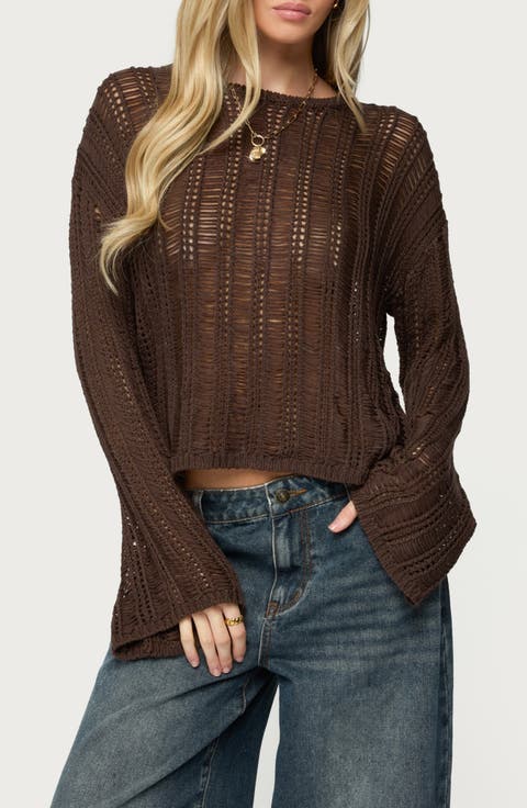 Jaide Sheer Ladder Open Stitch Sweater