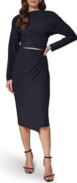 Donna Karan New York Front Slit Long Sleeve Dress
