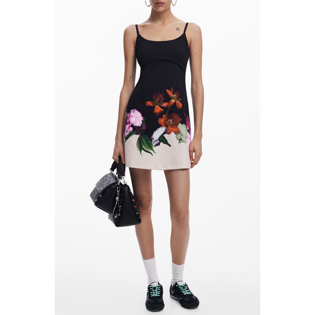 Desigual Placement Print Body-con Minidress In Black