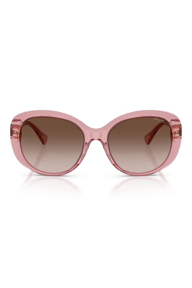 56mm Gradient Round Sunglasses, Main, color, TRANSPARENT VIOLET / BROWN