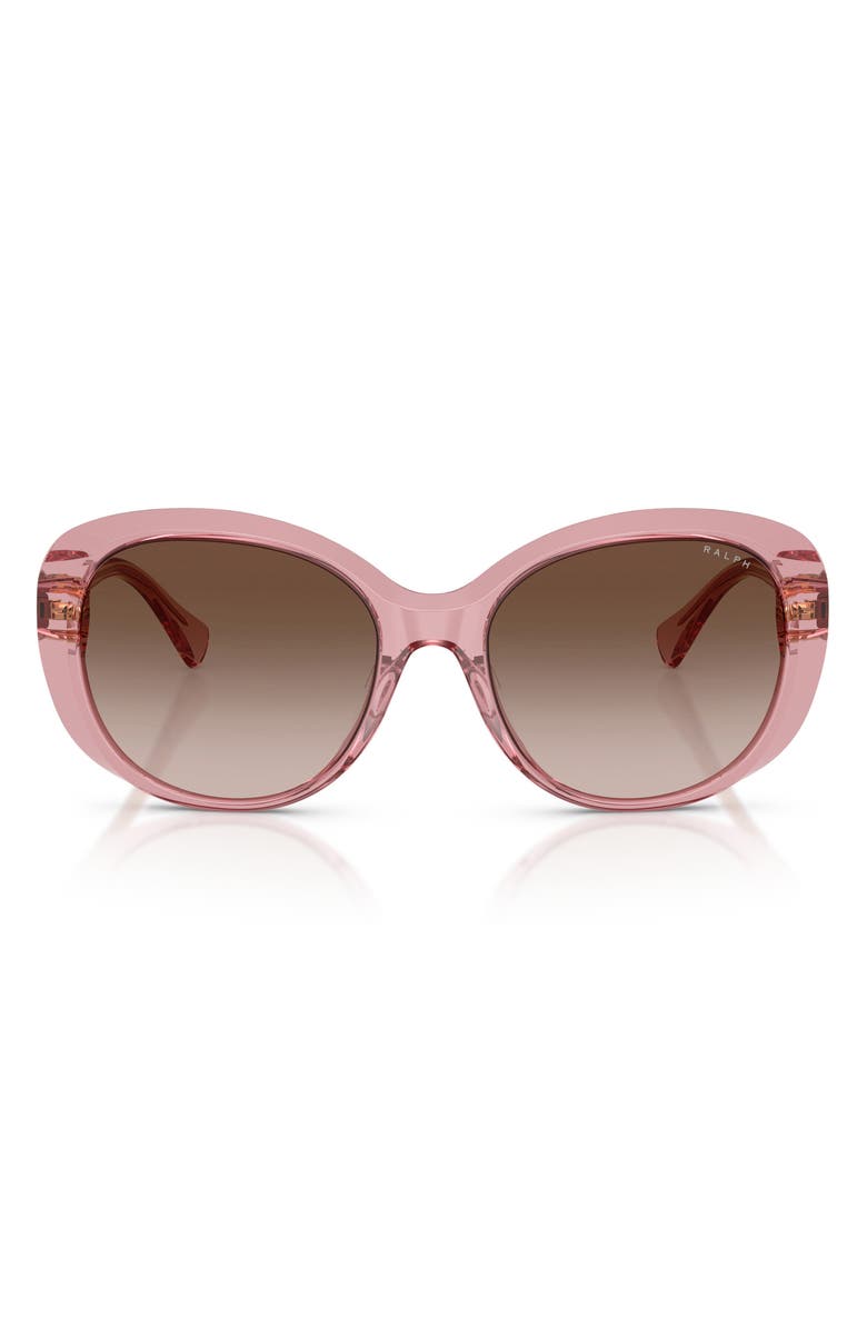 RALPH 56mm Gradient Round Sunglasses, Main, color, Transparent Violet / Brown