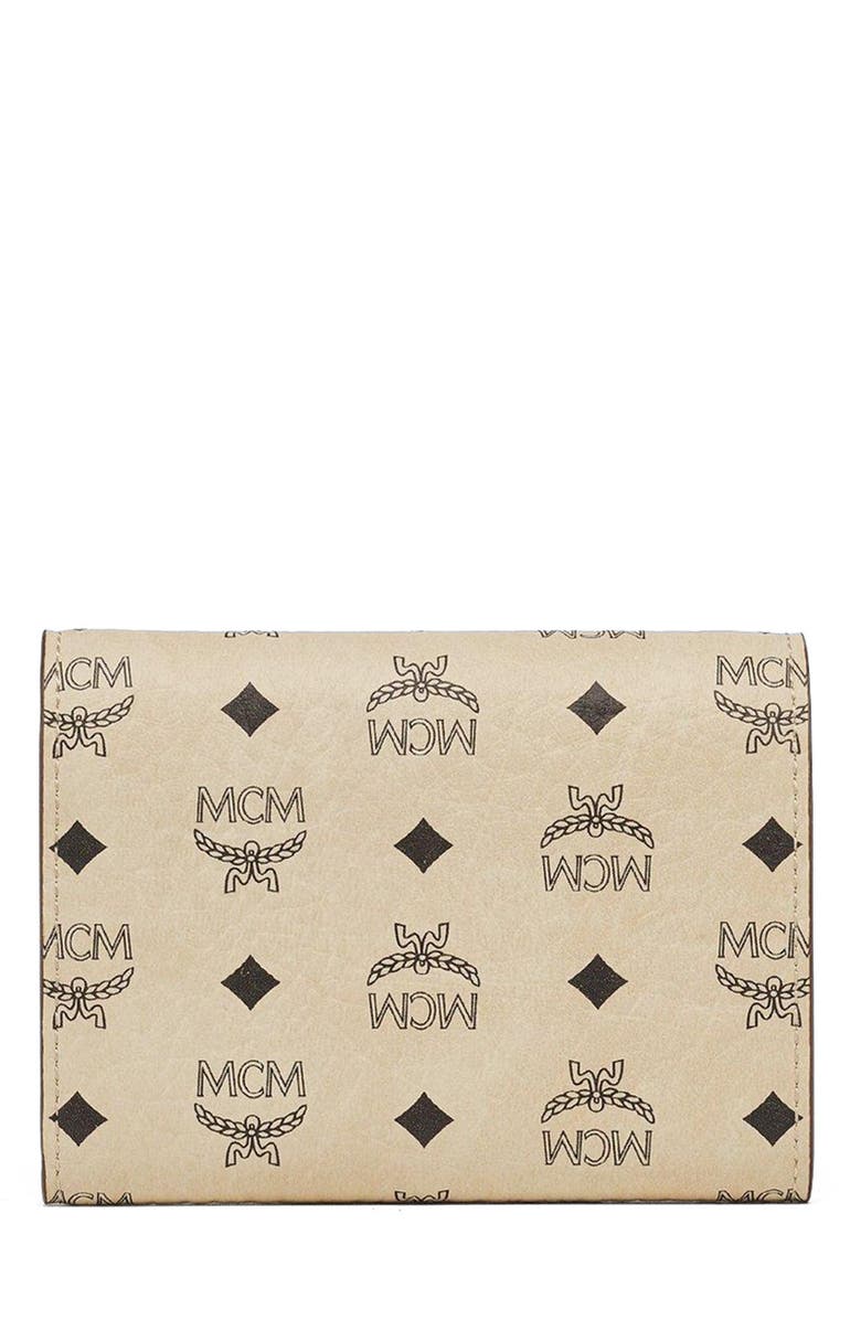 MCM Aren Trifold Wallet in Visetos, Alternate, color, Beige