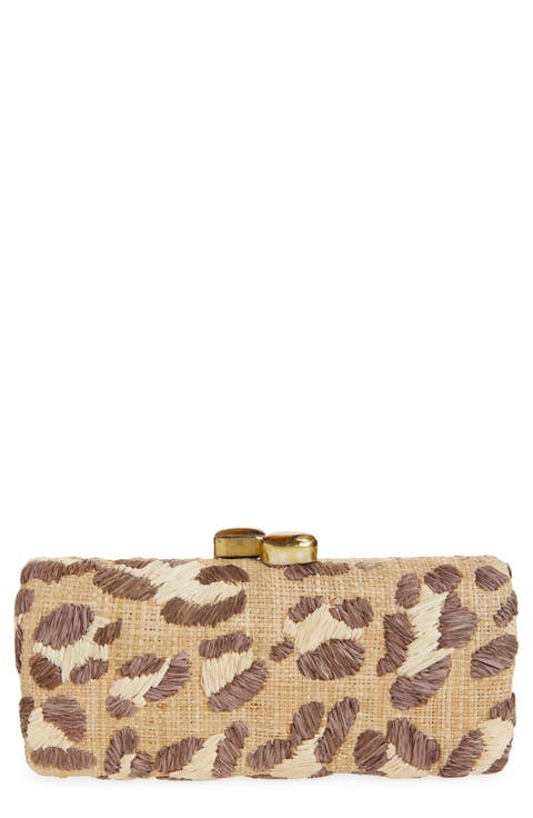Spotted Raffia Clutch