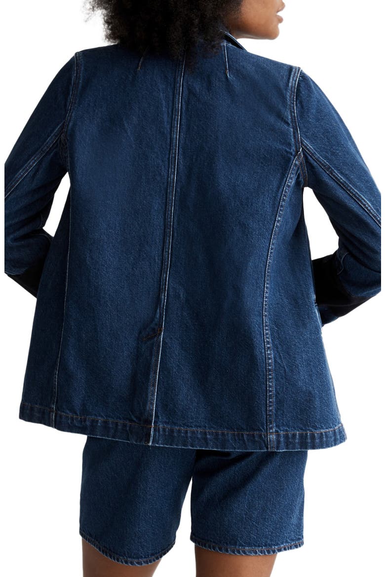 Double Breasted Cotton Denim Blazer, Alternate, color, DEARDORFF WASH