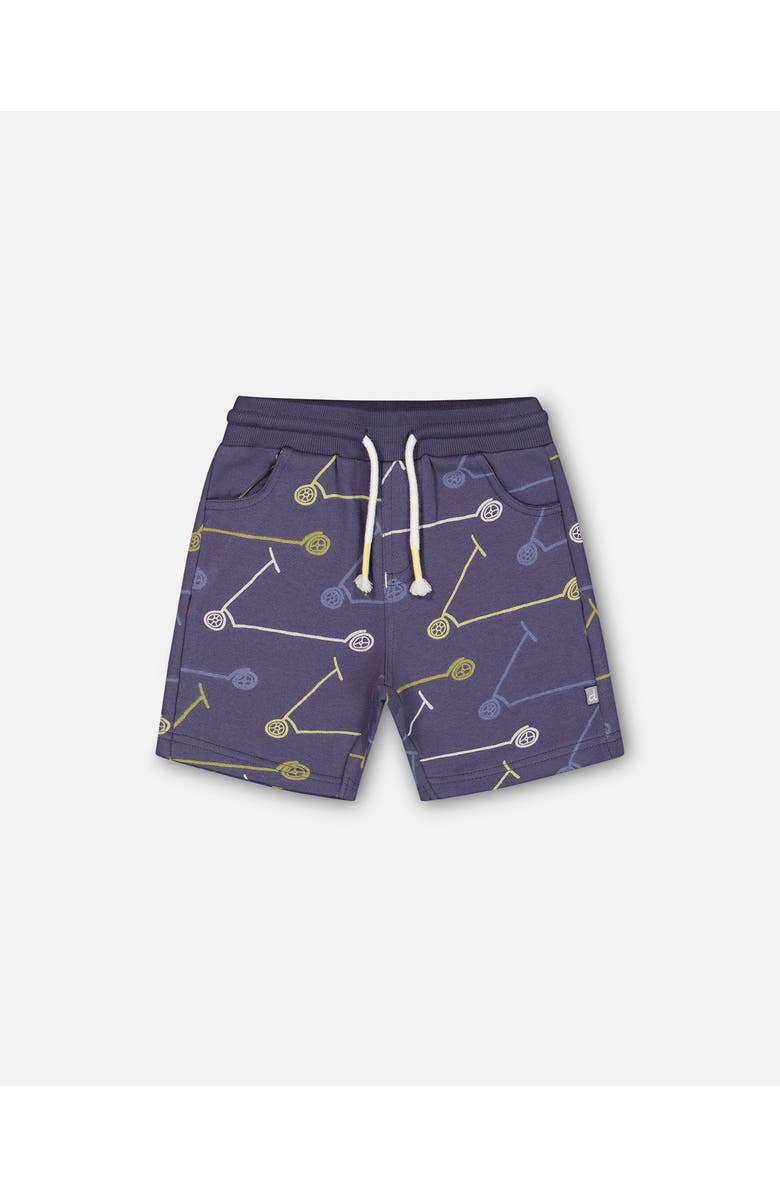 Deux par Deux Baby Boy's French Terry Short Blue Printed Scooters, Main, color, 