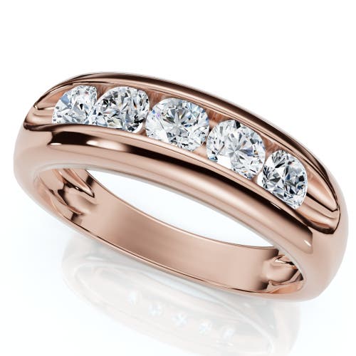 Bliss Diamond Diamond 5-stone Wedding Ring Channel Set 10k Gold Lab Grown In 10k Rose Gold