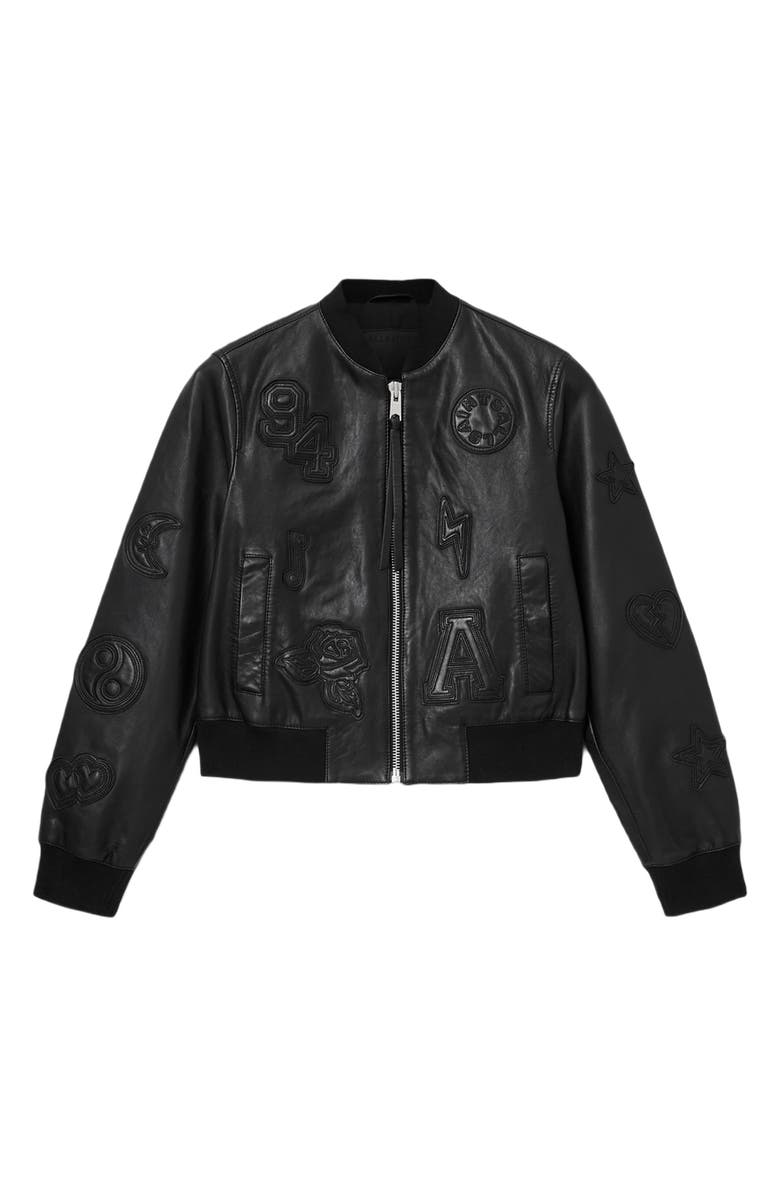 AllSaints Orten 94 Leather Bomber Jacket, Alternate, color, Black