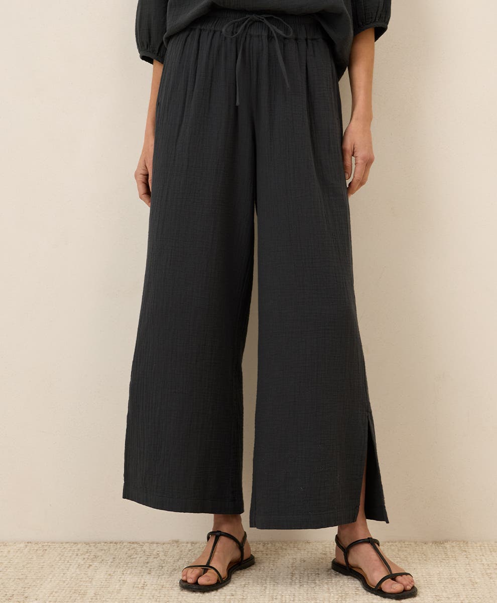 Organic Cotton Coastal Double Gauze Split Hem Pant