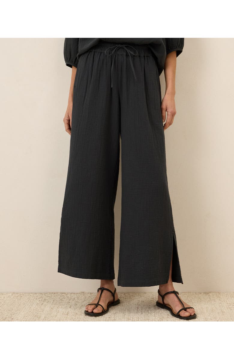 Pact Organic Cotton Coastal Double Gauze Split Hem Pant, Main, color, Black