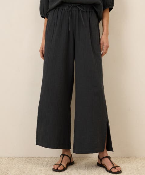 Organic Cotton Coastal Double Gauze Split Hem Pant