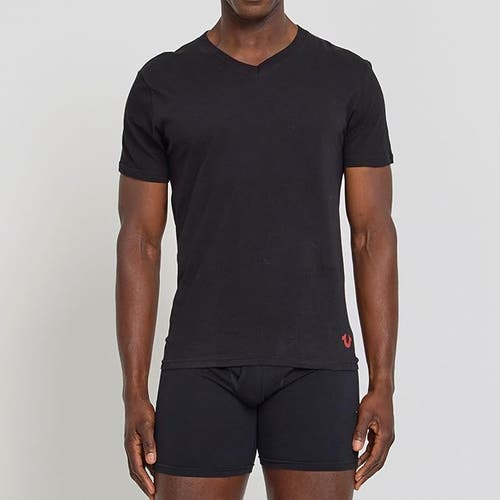 True Religion V-neck Undershirts 4 Pack In Black