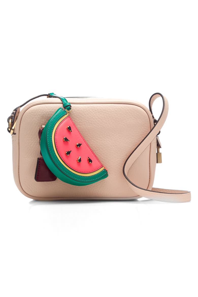 Leather Watermelon Coin Purse, Alternate, color, PAPAYA/ EMERALD/ KIWI