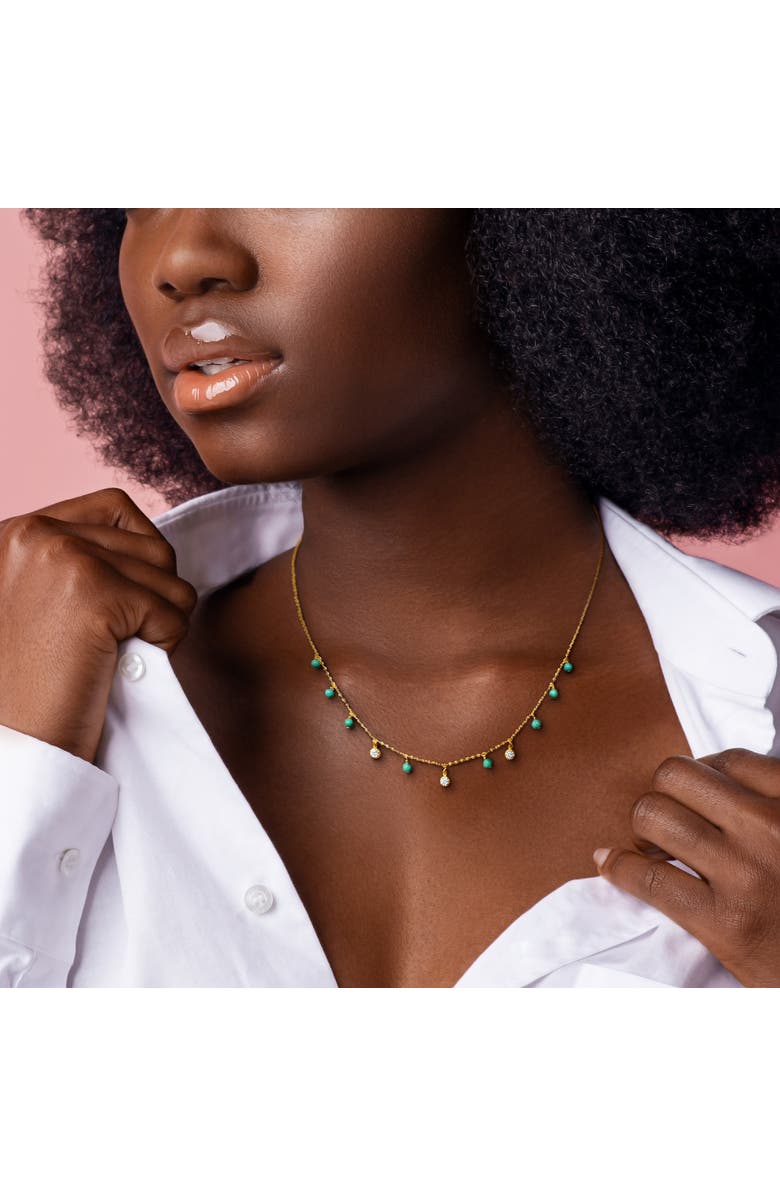 Julianna B. Cubic Zirconia & Turquoise Beads Station Necklace, Alternate, color, Yellow-Plated