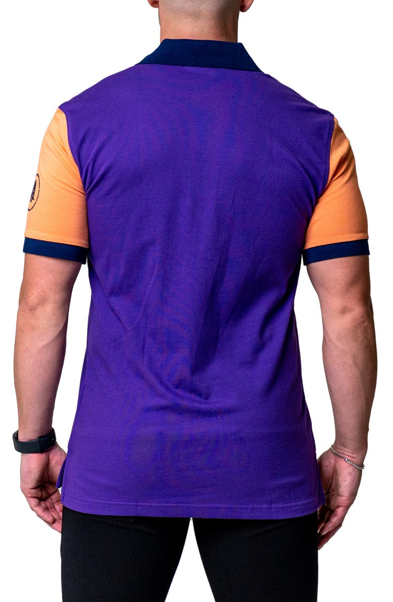 Maceoo Mozart Colorblock Cotton Polo, Alternate, color, Purple