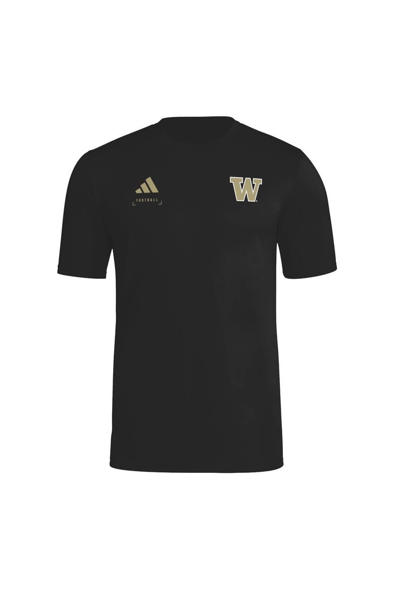 Men's adidas Black Washington Huskies Locker Football Icon AEROREADY Pre-Game T-Shirt, Alternate, color, Black